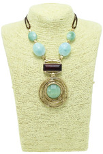 New Semi Precious Amazonite Leather Cord Necklace by The Sak 64 Tags SAK74