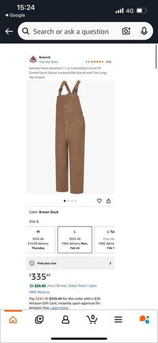 Mono con tirantes Bulwark FR para hombre talla M/L resistente al fuego marrón pesado aislado - Imagen 13 de 13