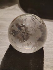 Etched Glass Paperweight Globe, World . No Stand.