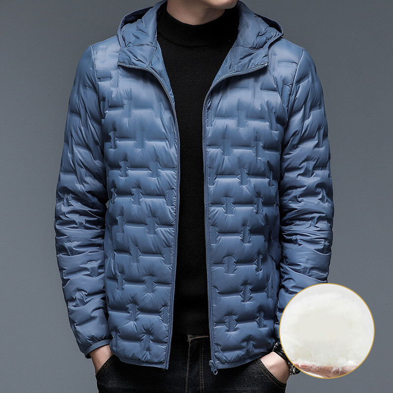 Loose Coffee Hooded Zippered Duck Down Men Down Long Coats Winter RM002 main image 1