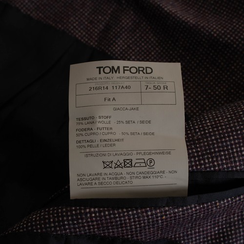 TOM FORD men's burgundy melange 75% wool 25% silk jacket size 50 R - Picture 6 of 7