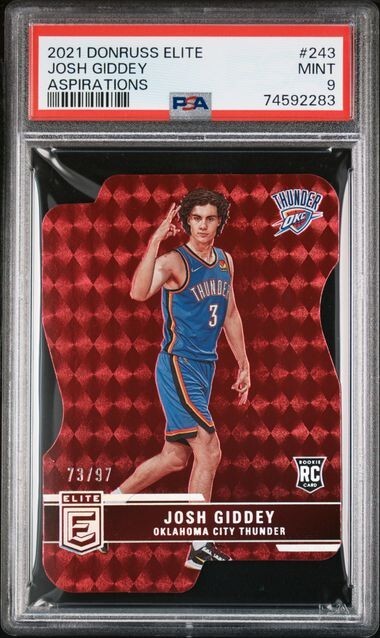 Josh Giddey 21-22 Donruss Basketball Elite Aspirations Rookie RC #243 /97 PSA 9