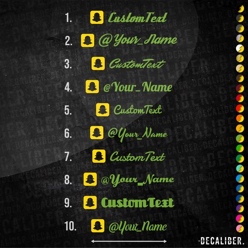 Snapchat Custom Text Script Styles 2 Tone Sticker - Many Colours Sizes Username - Picture 17 of 26