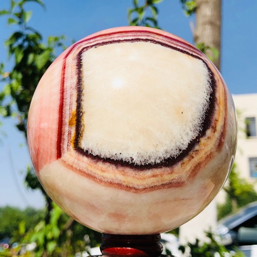 3.12LB Natural Red Veined Quartz Crystal Energy Healing Ball HD122 - Picture 4 of 12