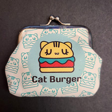 Cat Burger Kisslock Snap Close Coin Purse Case Vinyl