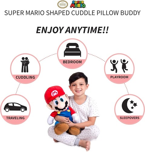 Super Mario Kids Bedding Super Soft Plush Cuddle Pillow Buddy, One Size, By - Picture 4 of 8