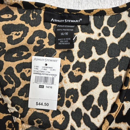 Ashley Stewart Womens Leopard Animal Print Poncho Kaftan Size 14/16 V-Neck New - Picture 3 of 6