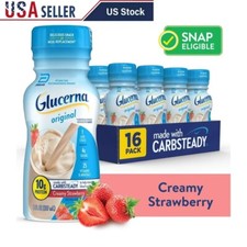 Diabetic Protein Shake Strawberry 16 Count Low Glycemic Gluten Free Snack Creamy