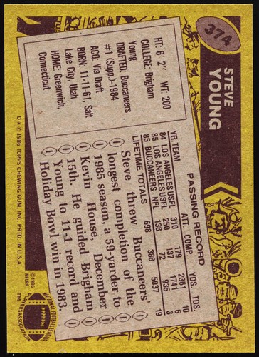 1986 Topps Football Cards 251-396 (NM) - You Pick - Complete Your Set - Afbeelding 10 van 13