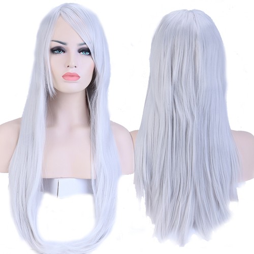 Parrucca donna lunga bionda chiara riccia resistente al calore ondulata cosplay capelli intera As2 - Foto 22 di 68