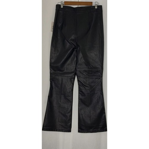 Free People Sasha Vegan Leather Kick Flare Pants Black 12 High Waist NEW - Picture 8 of 9