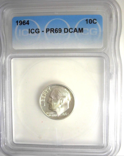 1964 Roosevelt Dime PF69 DCAM Silver Proof Dime ICG #45734005177 Very Lustrous. - Bild 3 von 8