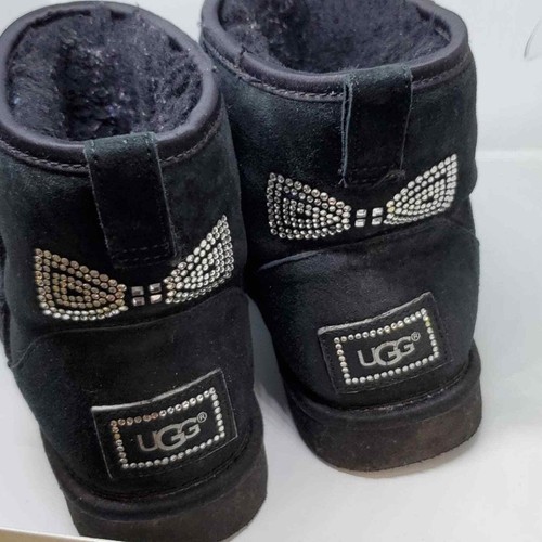 Ugg Womens Short Ankle Black Boots with Crystal 7 - Picture 3 of 5