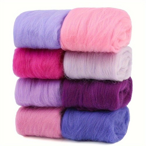 80g/3.5OZ Natural Wool Roving Yarn Needle Felting Kit - 8 ColorsX10g, DIY Craft - Picture 20 of 23