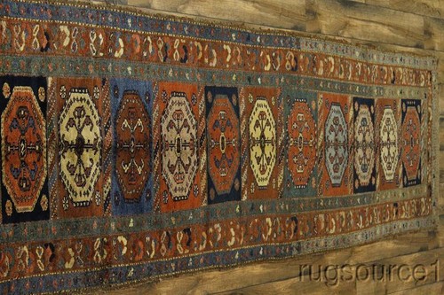 Pre-1900 Antique Caucasian Vegetable Dye Runner Russian Rug Handmade Carpet 4x16 - Picture 3 of 17