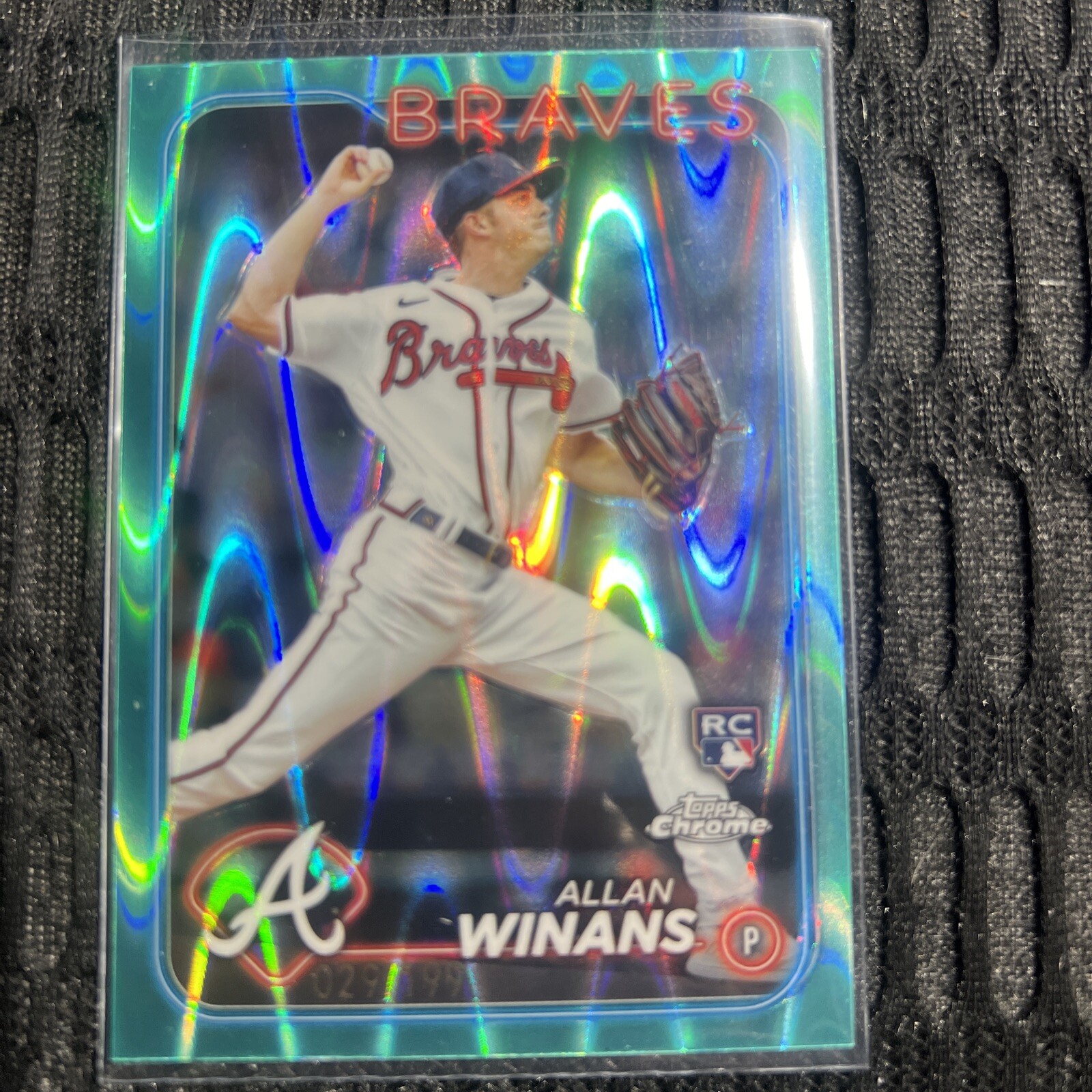 2024 Topps Chrome Aqua RayWave Refractor #249 Allan Winans RC Braves      /199