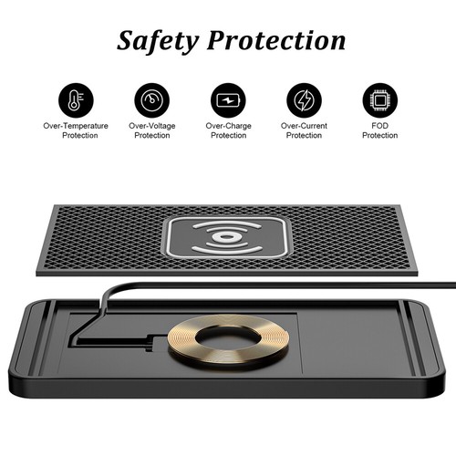 Almohadilla de cargador inalámbrico para automóvil alfombrilla de carga rápida antideslizante para iPhone Samsung - Imagen 22 de 25