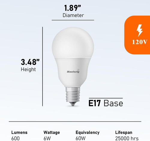E17 Intermediate Base LED Bulb, 6W (60 Watt Equivalent) G14 Globe Ceiling Fan Li - Picture 3 of 12