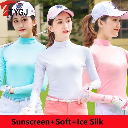 TTYGJ Long Sleeve Women Golf Shirt Ice Silk Sunscreen Tops Lady Summer Underwear - Picture 6 of 18