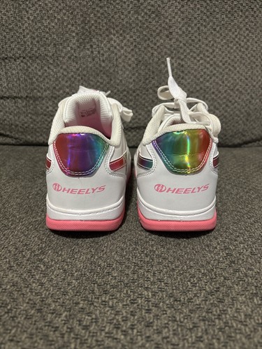 Reebok X Heelys Size 5 White Pink+White Soles Pink Roller Shoes Very Clean - Picture 6 of 8