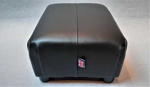 Footstool / Pouffe / Small Stool / Ottoman / Black Faux Leather.// Black Leather - Picture 2 of 12