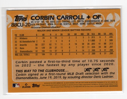 Corbin Carroll 2023 Topps aggiornamento cromato 88' Topps 35° anniversario rookie - Foto 2 di 2