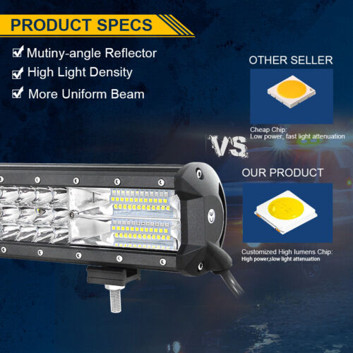 7D Tri Row Led Work Light Bar For Car Off road Truck ATV 4x4 Fog Lights 12V 24V - Picture 3 of 20