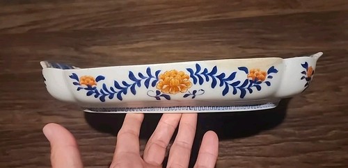 Antike japanische Imari Porzellan Schale 14,75" Kranich Blumen handbemalt Schale - Bild 11 von 14