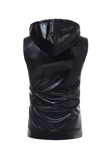 Summer Men's Fashion Dance Bright Hooded Drawstring Zipper Vest Cardigan Tops - Bild 17 von 17