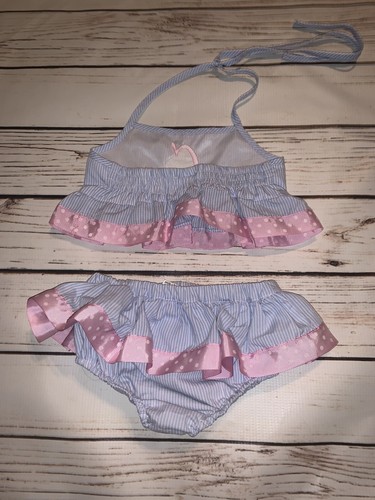Smocked Auctions Pink and Blue Monogram “C” Swimsuit, Size 4T - Picture 4 of 4
