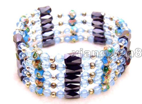 6mm Round Black Cloisonne Bracelet for Women Hematite Magnetic 28" Long Necklace - 第 11/12 張圖片