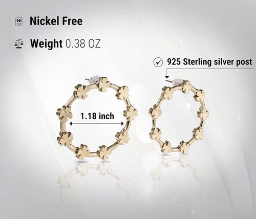 Silver Plated Round Huggie Hoop Earrings 29 mm Jewelry Women Girl - Picture 5 of 5