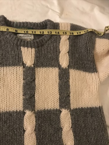 Vintage Royal Scott Sweater Youth L Shetland Wool, Grey Geometric Pattern - Picture 8 of 8