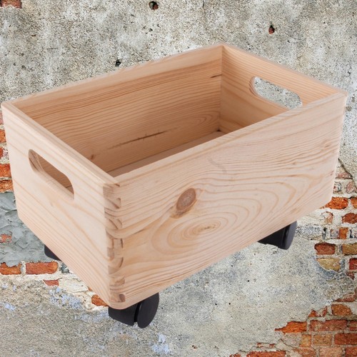 Unterbett Holz Aufbewahrungsbox auf Rädern 30x20x19cm schlicht unlackiert unlackiert zum Selbermachen - Bild 10 von 10