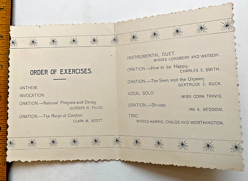 1890 Albion College Erosophian Society Annual Exhibition Program. Small, 4 Pages - Picture 3 of 6