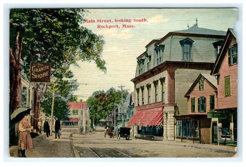 1913 Main Street View Looking South Rockport MA, Massachusetts The Granite Shore - Imagen 1 de 2