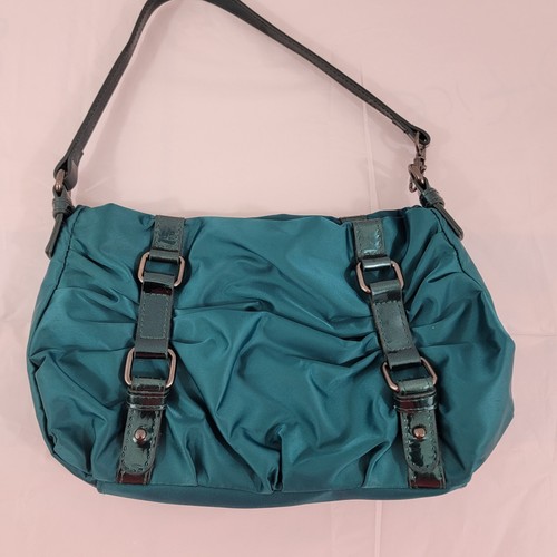 Kenneth Cole Reaction Teal Green Jewel Tone Clutch Buckle Accents Handbag Purse - Picture 19 of 19