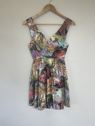 Luvalot Mini Dress Womens Size 6 Fairy Fairycore Fairytale Print Gorgeous - Picture 12 of 22