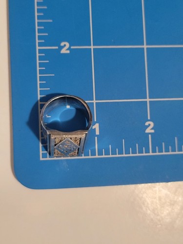 VTG Lois Hill Rectangular Diamond Scroll Design Solid 925 Sterling Ring Size 9  - Bild 4 von 6