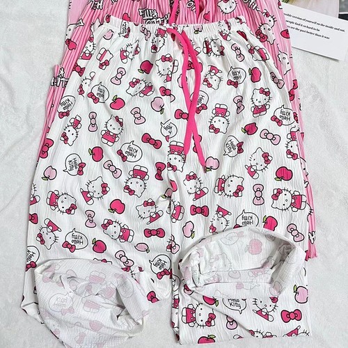 Sanrio Hello Kitty Pajama Pants Y2k Summer Cartoon Pink Sleepwear Fashion Women - Picture 4 of 9