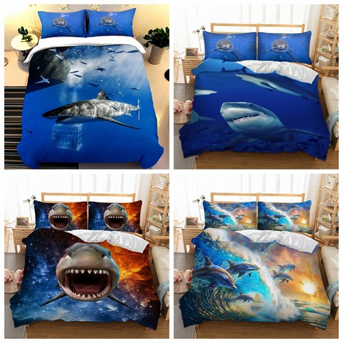 Shark Duvet Cover Bedding Set Single Double King Size Pillowcases Sea