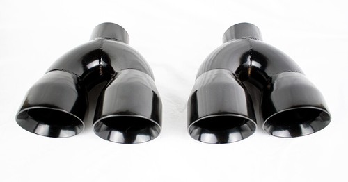 Puntas de escape dobles de 4" cuatro escalonadas negras brillantes inclinadas para Subaru WRX Sti 07-16 - Imagen 2 de 4