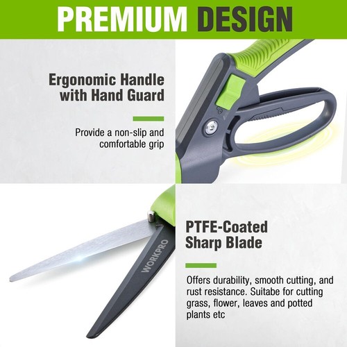 WORKPRO Grass Shears 360 Swivel Ultra Sharp Manual Lawn Trimming Garden Clippers - Picture 5 of 9