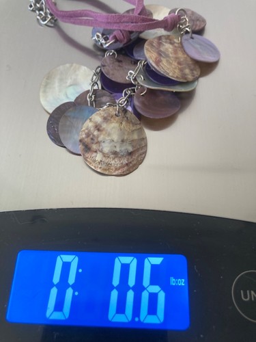 Abalone Multi Color Shell Purple Suede Multi Strand Necklace VTG Boho Chic Y2K - Picture 4 of 4