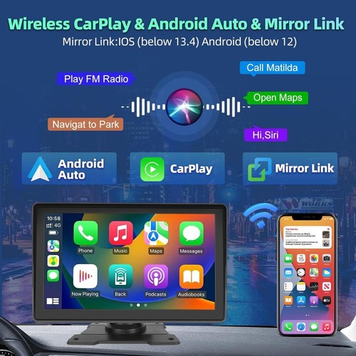 Android Auto Apple CarPlay Tragbar 7 Zoll Autoradio Bluetooth USB TF mit Kamera - Bild 5 von 16