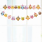 2 Pcs Owl Party Bunting Animal Bithday Banner Hanging Decoration