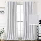  100% Blackout Linen Curtains for Bedroom 52"W x 96"L (Pack of 2) Heather White