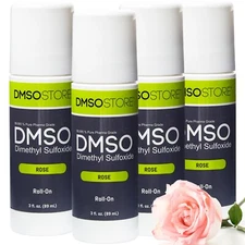 DMSO Rose Scented 3 oz. Roll-On 99.995% Pharma Grade Dimethyl Sulfoxide (4 Pack)
