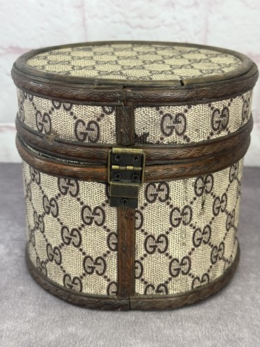 Gucci RARE Vintage GG Monogram Large Trinket Box Wood - Picture 2 of 9