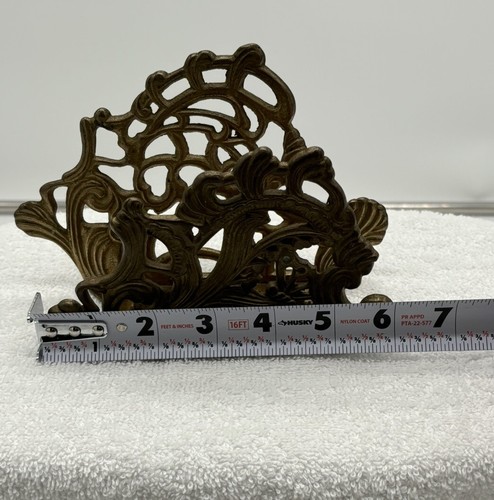 Vintage Brass Ornate Napkin Letter Holder Desk Table Decor Metal Classic - Picture 11 of 15